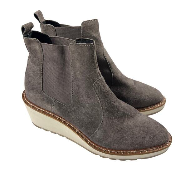 Cecelia New York Gemma Suede Wedge Pull On Ankle Boot Slate Gray Size 8M - Picture 2 of 11